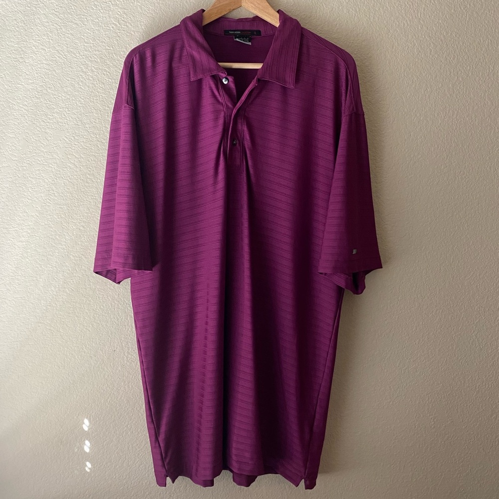 Tiger Woods Collection Men's Golf Shirt L Purple Nike Fit Dry Athletic Polo